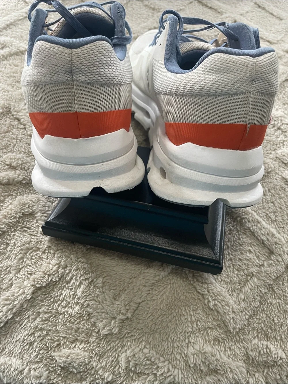 On Cloud - CloudRunning  White Sneakers with Slate Blue and Coral Accents. Sz 9